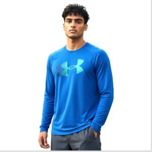 Under Armour Youth L Long Sleeve HeatGear T-Shirt Loose Fit Bright Blue